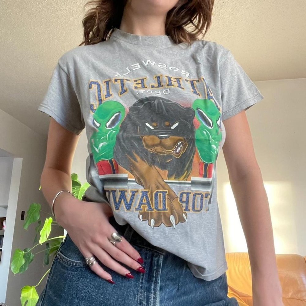 90's Roswell Athletics TOP DAWG Alien Rottweiler Vintage T shirt